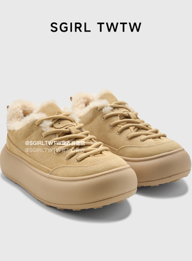 SGIRL TWTW冬季爆款加绒保暖面包鞋女2025新款百搭厚底丑萌大头鞋