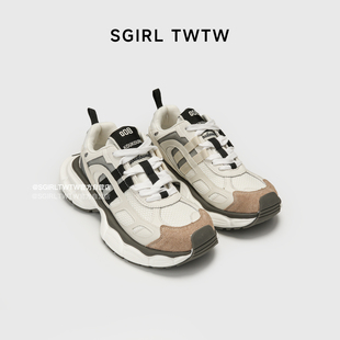 软底舒适休闲运动鞋 TWTW2023年新款 女厚底百搭显脚小SGIRL 老爹鞋