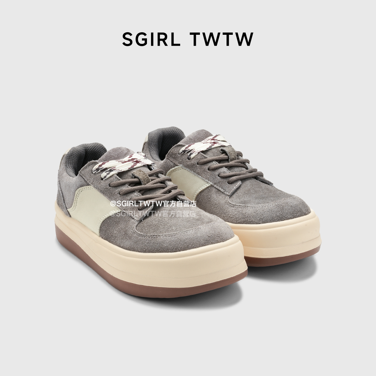 SGIRL TWTW个性厚底系带面包鞋女秋冬时尚增高板鞋百搭运动休闲鞋