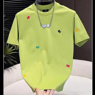 SK轻奢p休闲轻奢j2025夏季 糖果色小狗刺绣标简约风休闲时尚 短袖