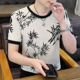 q2025夏季 短袖 禾木轻奢严选男装 新款 潮 t恤男士 圆领上衣X青年薄款