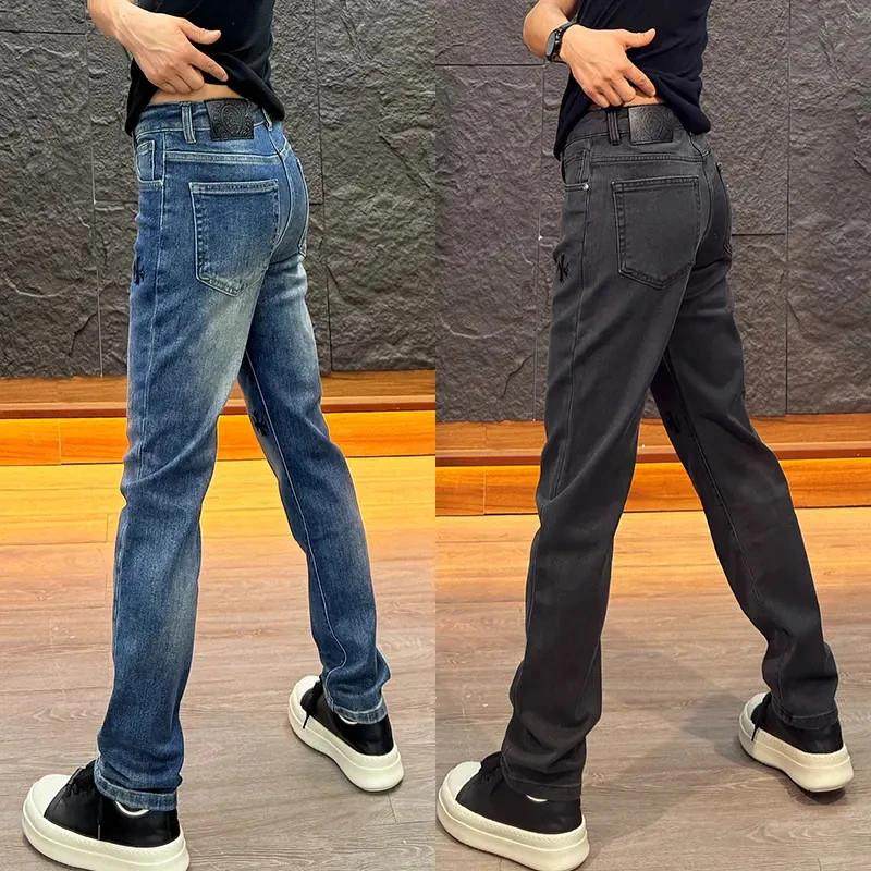 茂廉轻奢j男装秋冬新款重工刺绣美男士式宽松男士直筒牛仔裤时尚