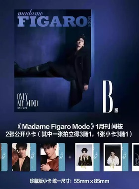 赠【官方小卡x2】Madame Figaro 费加罗世界杂志 杂志2025年1月黑衣封面闫桉 内文：祝绪丹 明星时尚潮流期刊