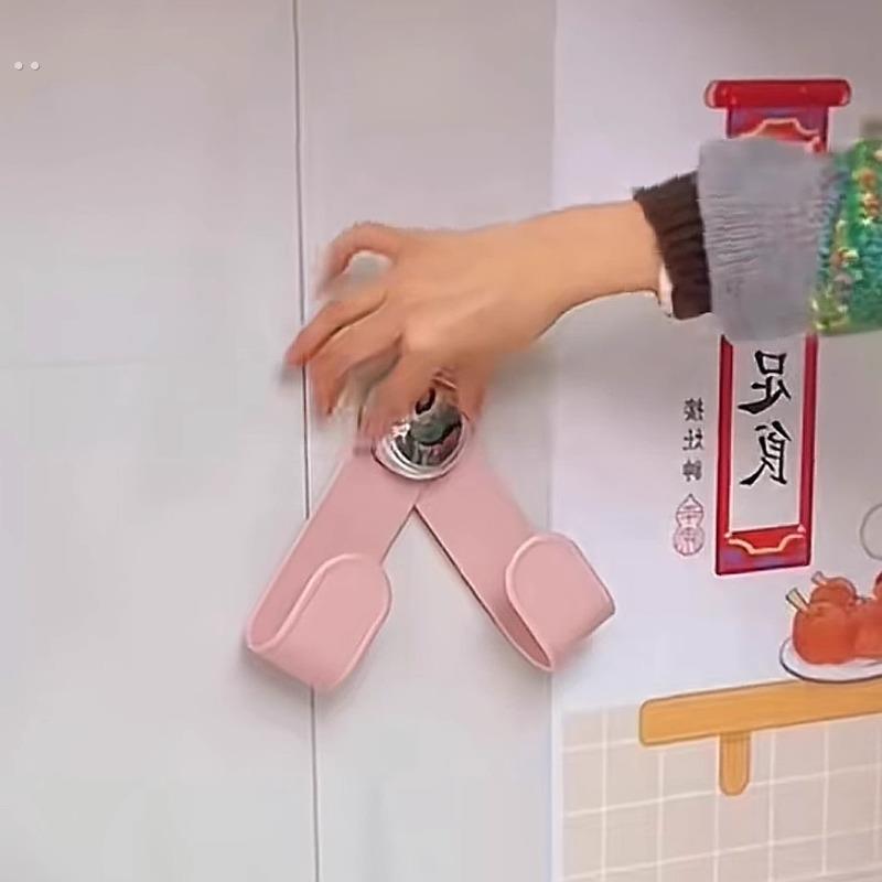 奶油吸盘旋转锅盖架挂钩家用免打孔置物架厨房锅铲可调节门后挂架