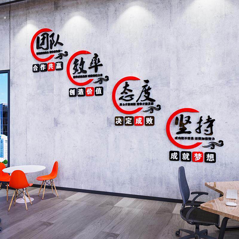 办公室楼梯墙面装饰走廊布置团队激励标语墙贴画公司企业文化背景