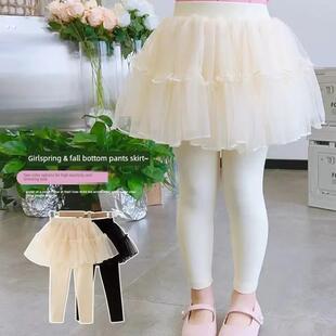 女孩的套裤裤春夏儿童的假两件套裤白色春夏绑腿外穿婴儿