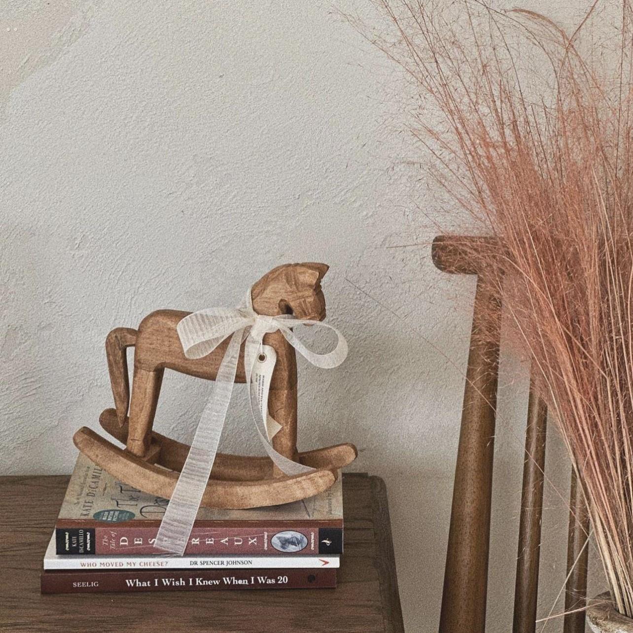 可爱摇摇木马摆件儿童房原木风桌面装饰品森系风房间布置拍照道具