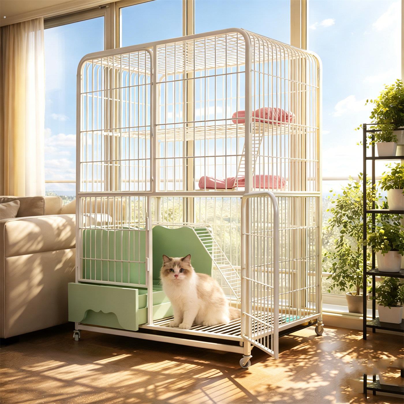 猫笼子猫砂盆一体家用室内超大自由空间猫别墅带厕所猫空笼猫咪屋