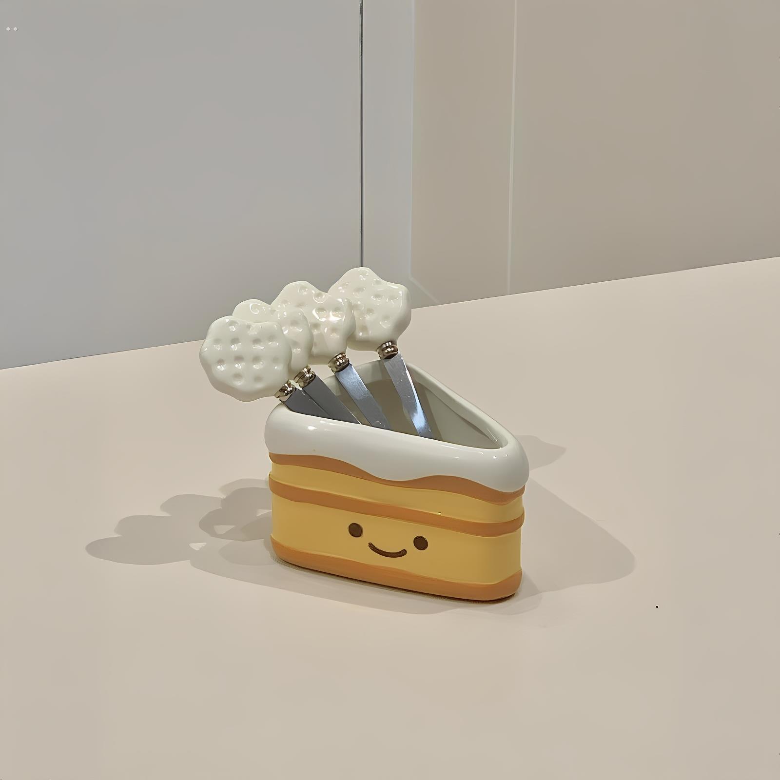 蛋糕水果叉轻奢高级感不锈钢叉子仪式感餐具套装果签果插小众摆件