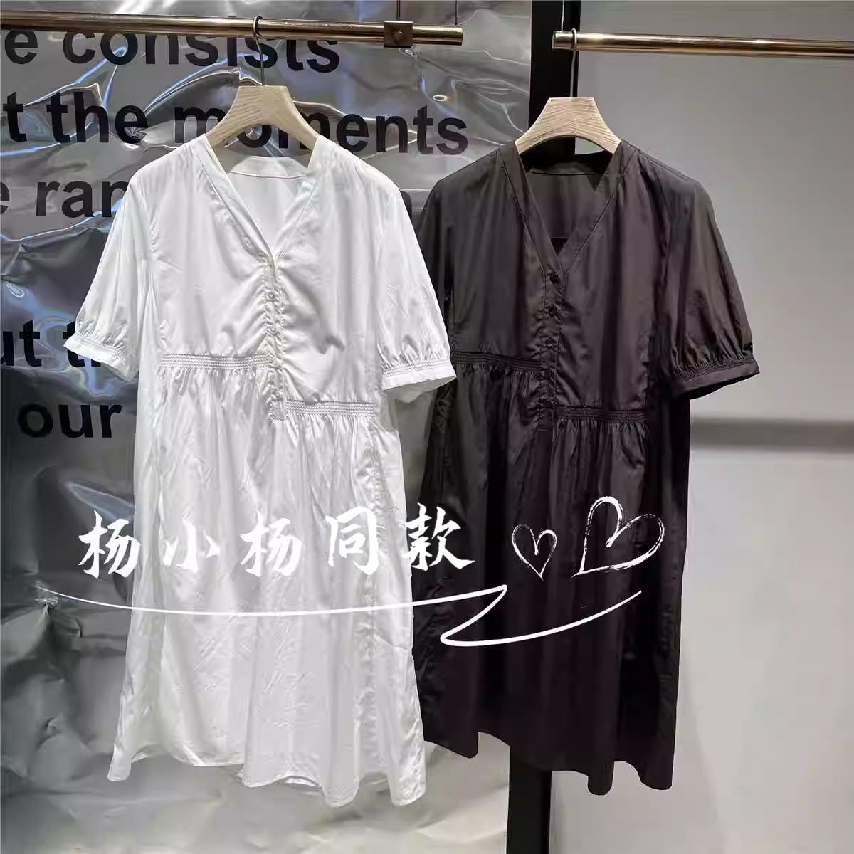衣播商场女装不对称设计收腰连衣裙女款V领长裙BDR3LD3252浅月