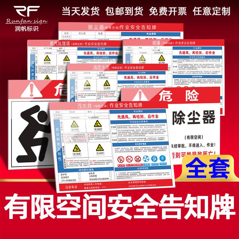 受限空间作业危险警示牌有限空间作业安全告知牌蓄水池危险化粪池污水处理池除尘器污水井安全警示标识牌定制