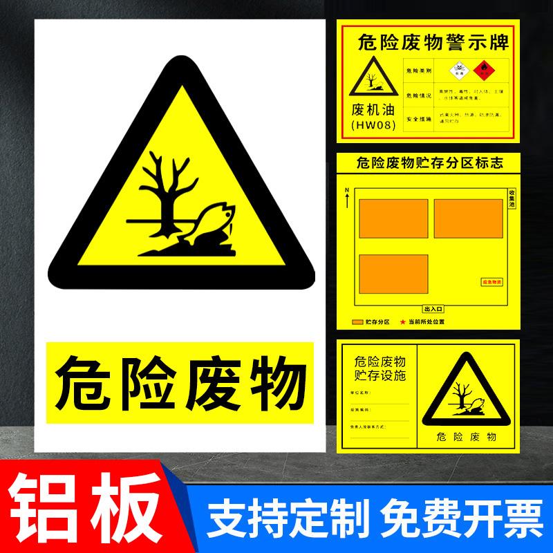 2024新版危废标识牌暂存间仓库危废贮存分区标志废气排放口废机油警示牌铝板环保贴纸危险废物贮存场所标牌ZH