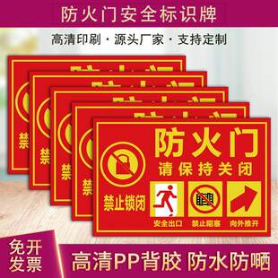 常闭式防火门标识贴防火卷帘门下严禁堵塞警示标志贴常开安全门保持开启关闭消防通道指示贴安全出口禁止上锁