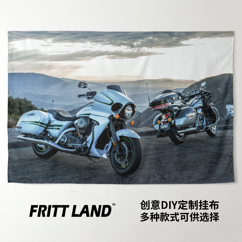 川崎火神VULCAN 1700美式重型摩托机车周边装饰背景墙布挂布海报