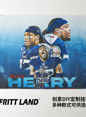 田纳西泰坦队亨利Derrick Henry橄榄球写真装饰海报背景墙布挂布