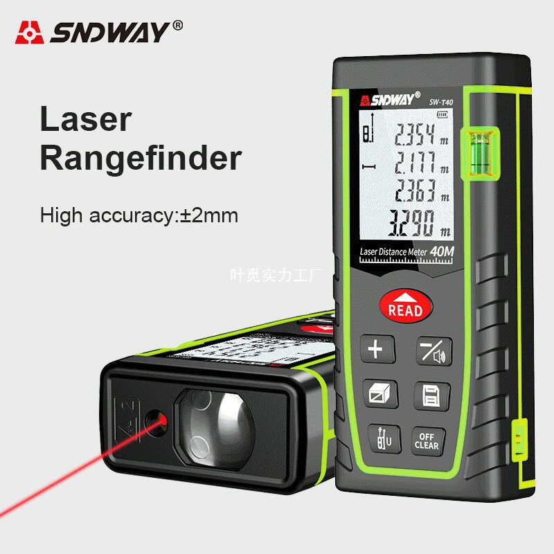 SNDWAY深达威SW-T40激光测距仪SW-T100红外线激光尺电子尺英文版