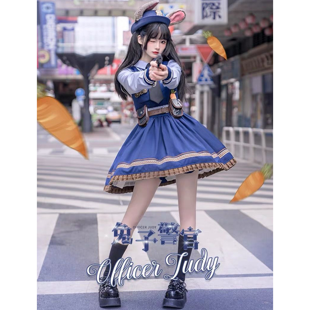 可爱朱迪兔子警官成人亲子cos洛丽塔迪士尼正品连衣裙万圣节女装