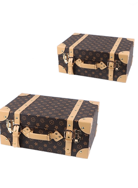 欧式复古皮质手提箱收纳箱衣帽间首饰盒子道具箱软装饰品摆件卧室