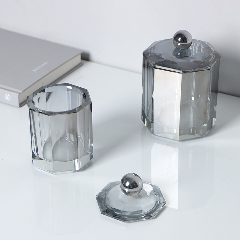 现代轻奢创意银色收纳储物罐装饰品桌面玄关书房茶几客厅家居摆件