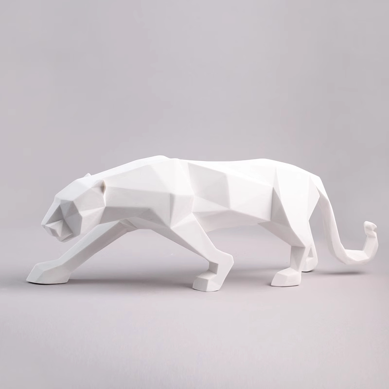 现代简约轻奢豹子雕塑摆件样板间客厅电视柜卧室动物软装饰品摆设