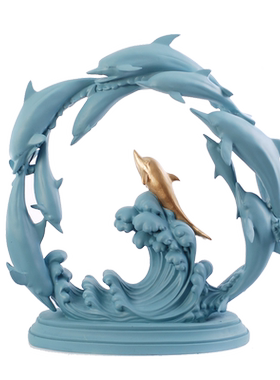 地中海风格儿童房树脂海豚章鱼