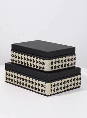 现代轻奢创意编织皮革首饰盒