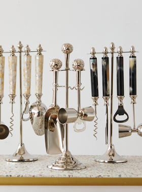 进口牛骨酒具套装开瓶器彩贝工艺起瓶器样板间餐厅酒柜酒吧装饰品