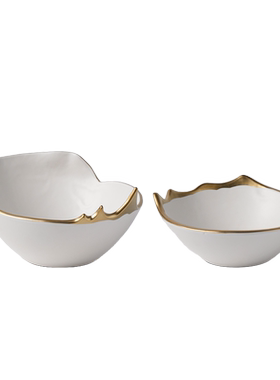 创意北欧轻奢金边陶瓷果盘家居客厅茶几桌面水果盘零食收纳装饰碗