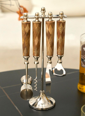 印度进口棕色菱格木把柄开瓶器