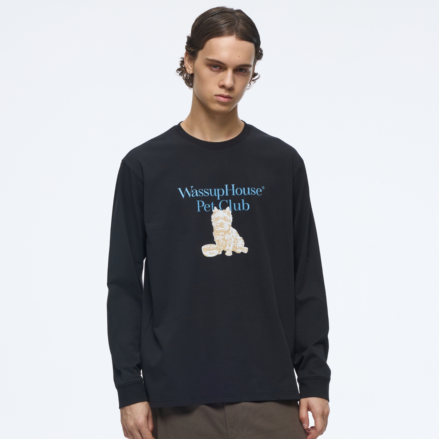 WassupHouse小狗印花长袖t恤