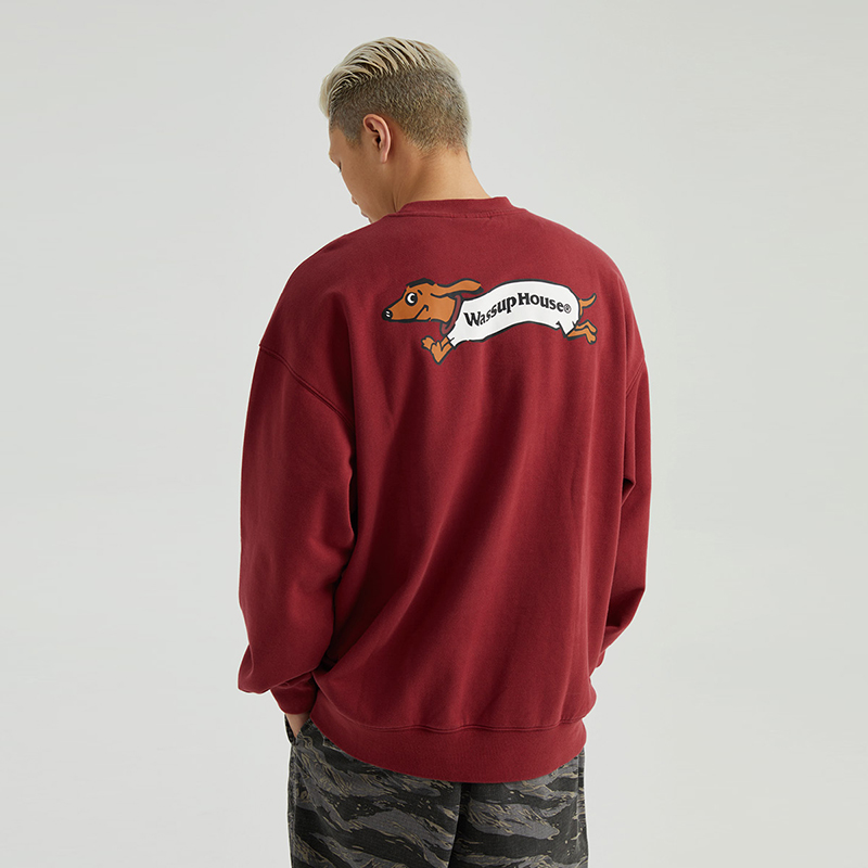 Wassuphouse腊肠狗圆领卫衣情侣