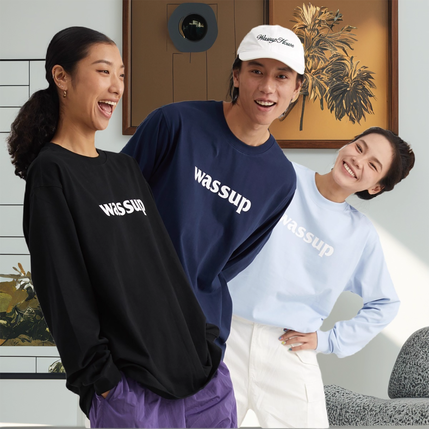 Wassuphouse基础印花纯棉长袖T恤