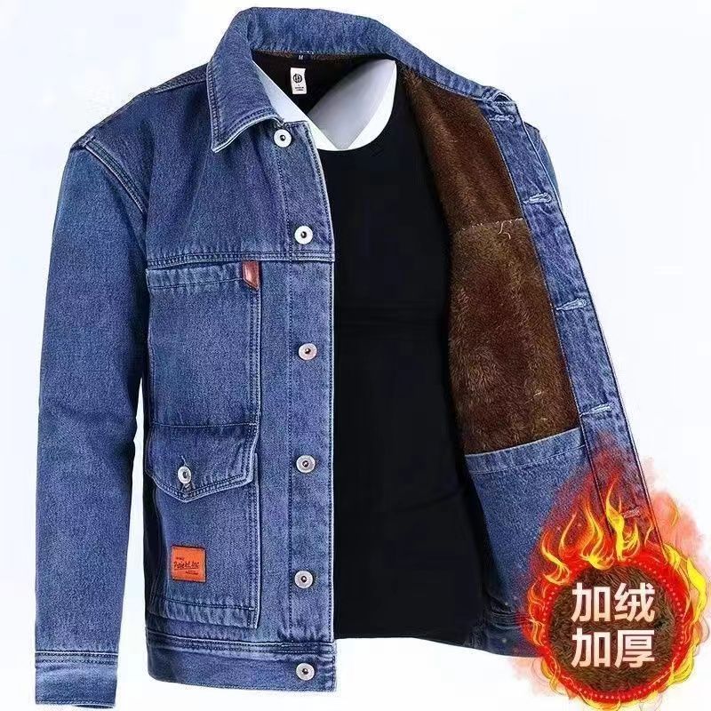 干活穿牛仔外套男士加绒加