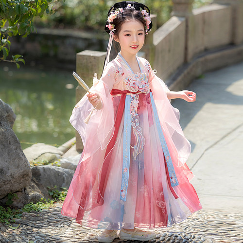 汉服女童2026夏款小女孩古风连衣裙儿童古装超仙唐装中国风演出服