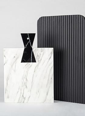 现代简约黑白大理石纹砧板摆件样板间桌面收纳陈设工艺品家居饰品