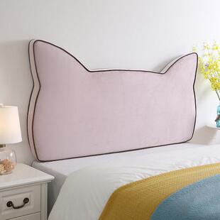 定做卡通儿童粉色床头软靠无床头软包双人实木床大靠垫布艺可拆洗