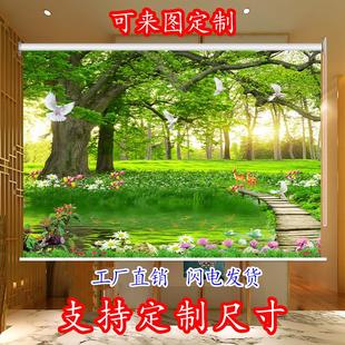 窗帘 定制海景画卷帘办公室客厅厨房卫生间遮光隔热上下升降卷拉式