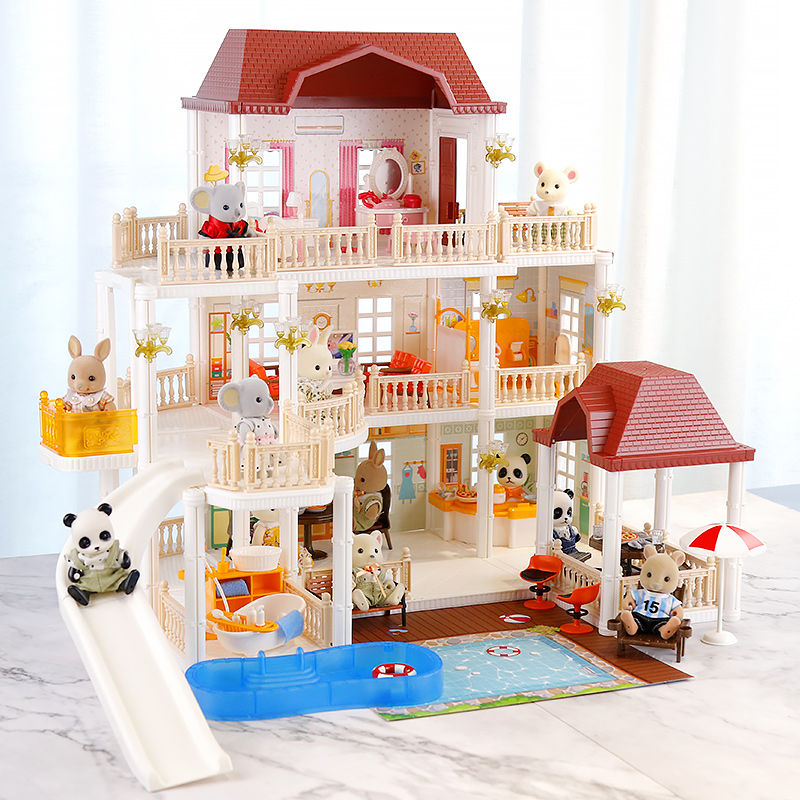 别墅玩具女孩子过家家豪华城堡小房子微缩场景小屋玩具屋生日礼物
