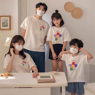 百搭t恤母女父子装 夏季 一家三口四口纯棉亲子母女装 简约亲子装
