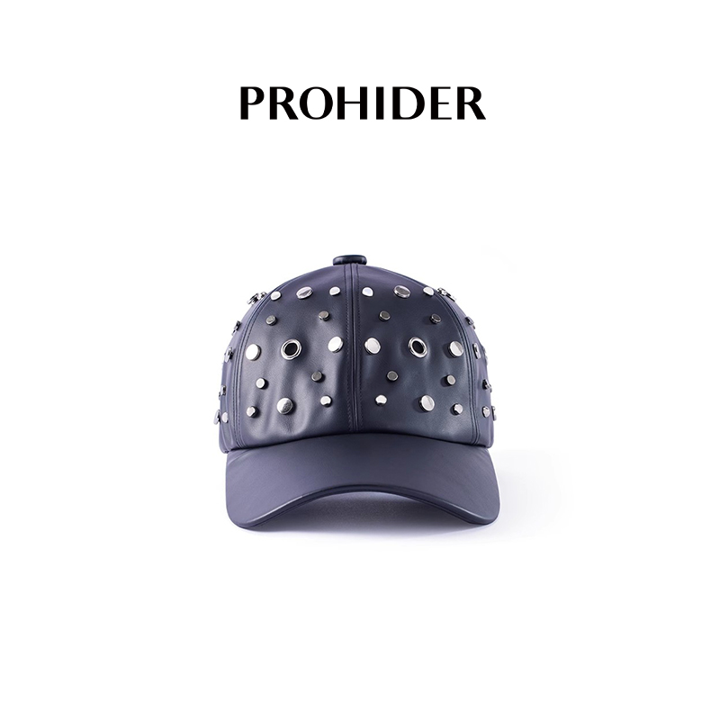 PROHIDER 春季新款时尚嘻哈个性潮酷黑色铆钉棒球帽鸭舌帽男女