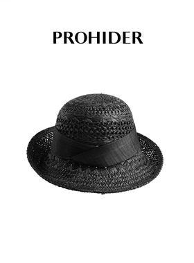 PROHIDER颇嗨 夏季新款不规则宽檐拉菲草圆顶帽时尚休闲草帽
