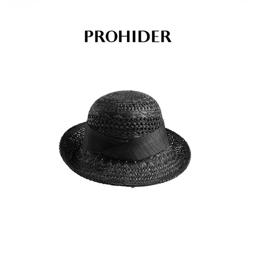 PROHIDER颇嗨 夏季新款不规则宽檐拉菲草圆顶帽时尚休闲草帽