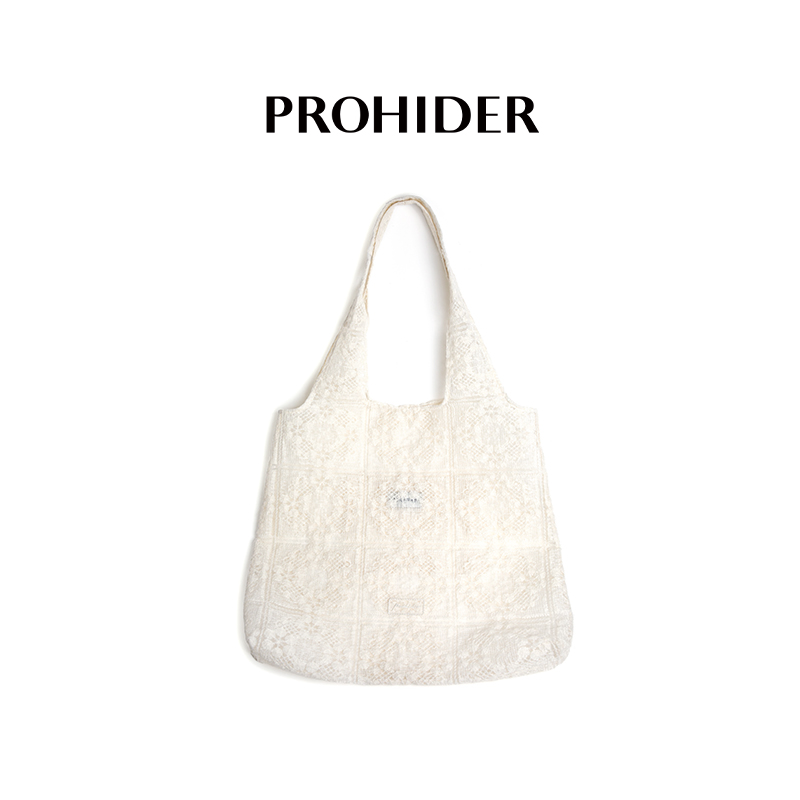 法式复古夏季半透蕾丝托特包