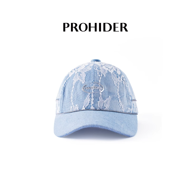 PROHIDER颇嗨 春季新款水洗牛仔蕾丝棒球帽复古优雅百搭鸭舌帽女