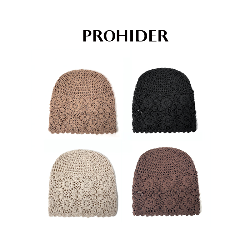 百搭纯手工花朵钩针冷帽