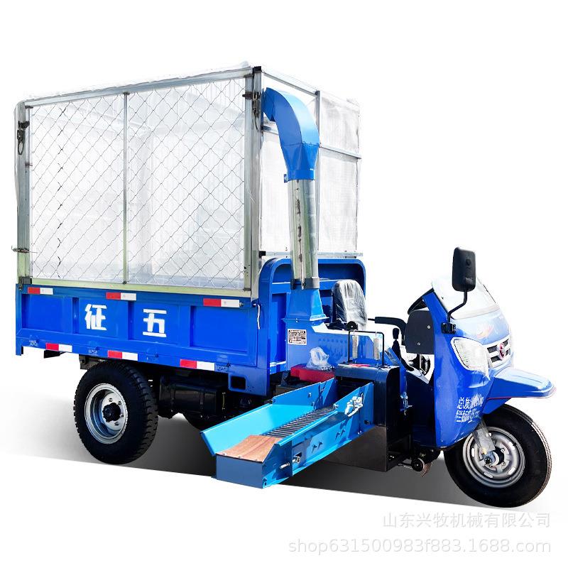 柴油移动三轮铡草机养殖牛羊马饲料秸秆底喷揉丝机高喷出料粉碎机