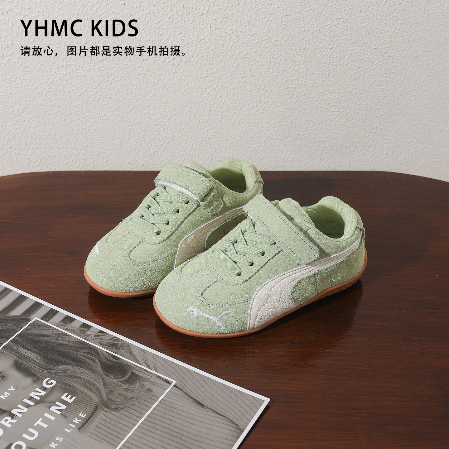 真皮儿童板鞋春季新款透气女童阿甘鞋低帮男童运动鞋软底赛车鞋潮
