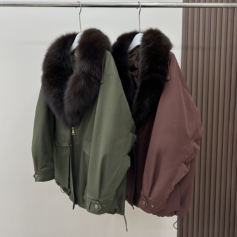 宽松90白鹅绒羽绒派克服女冬外套