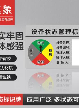 惠象四状态B款设备状态运行标识牌3mm亚克力/磁铁/背胶225150mm