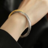 925银复古新中式 拼色唐草纹莫比乌斯手镯民族风女小众设计高级感